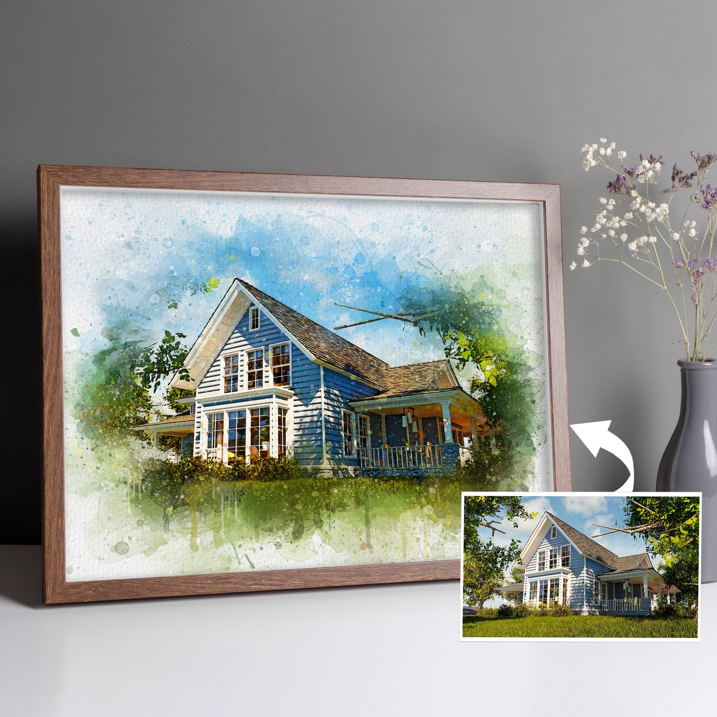 Custom Watercolor House Painting